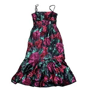 Floral Sequin Evening Dress